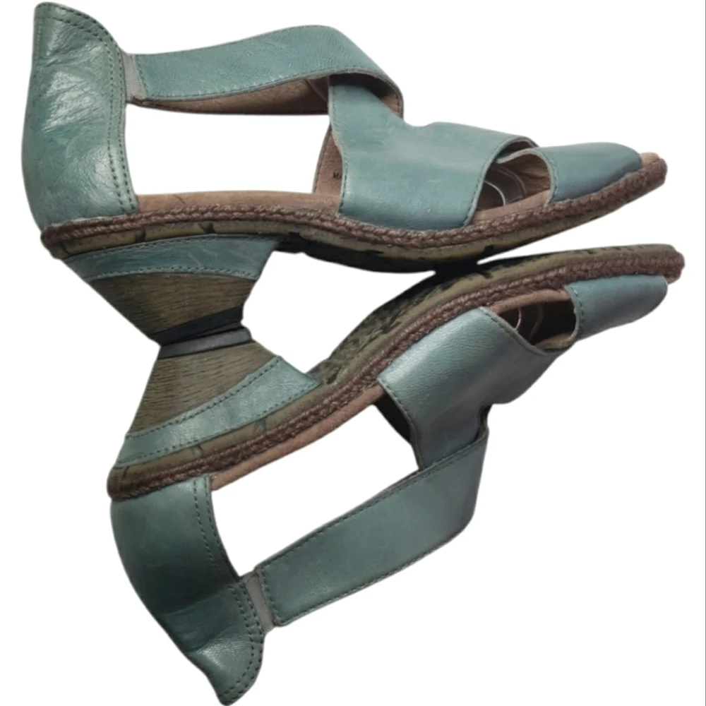 Bussola Padova Leather Sandals Sz 40 Wrap Gladiator Boho Beachy Comfort Women's